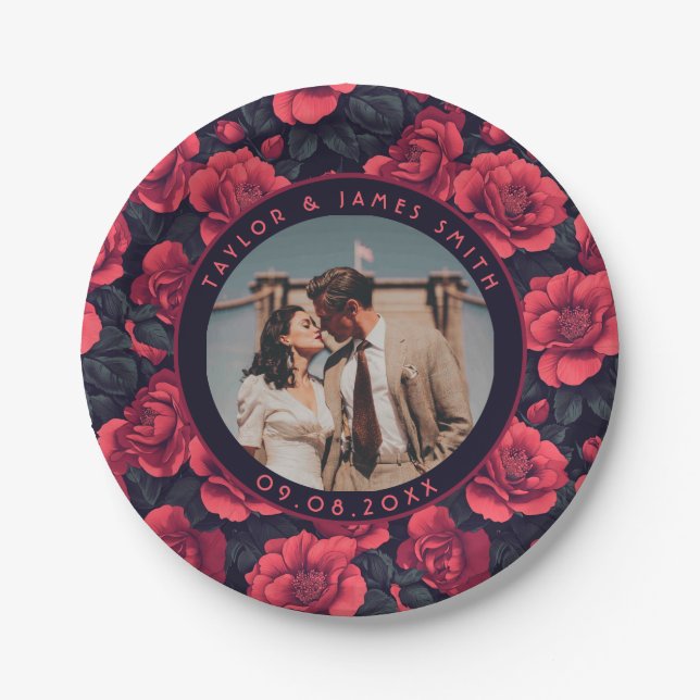 Elegant Rustic Rose Wedding Plates For Bridal Show (Front)