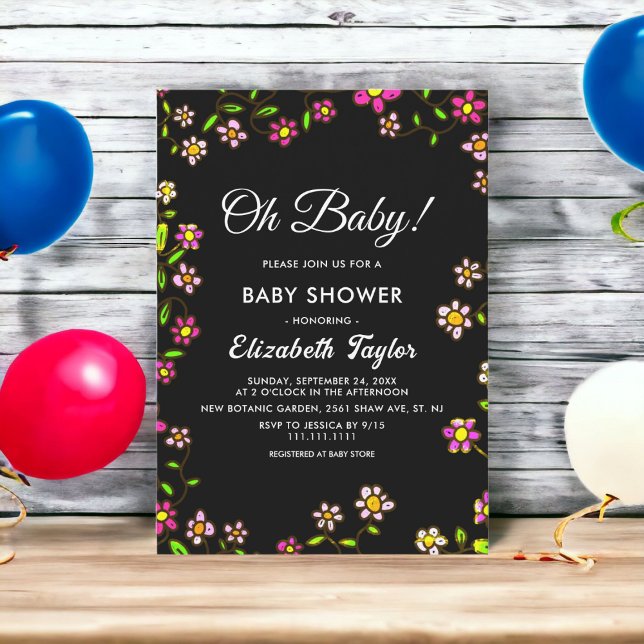 Elegant Rustic Roses Lights Floral Baby Shower Invitation (Creator Uploaded)