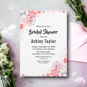 Elegant Rustic Roses Summer Floral Bridal Shower Invitation