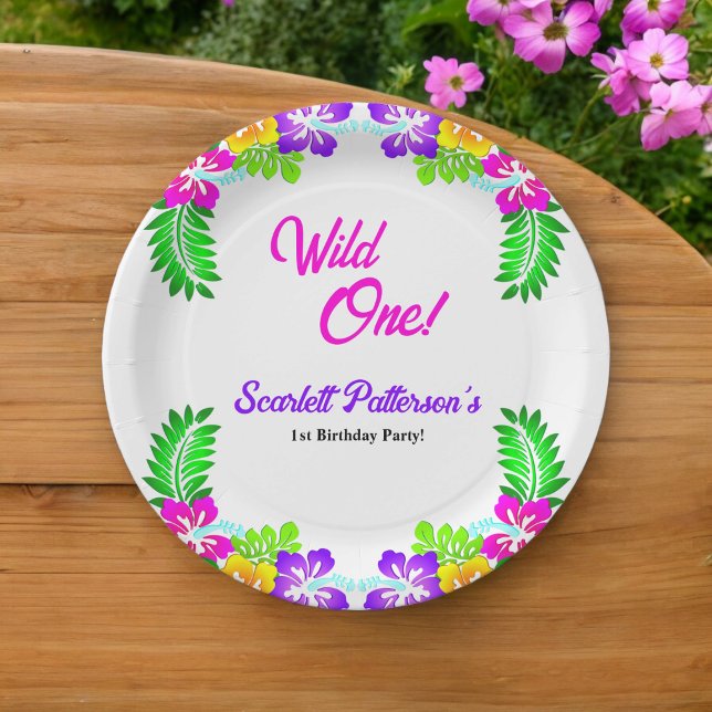 Elegant Rustic Roses Wild One Floral 1st Birthday Paper Plate (Creator Uploaded)