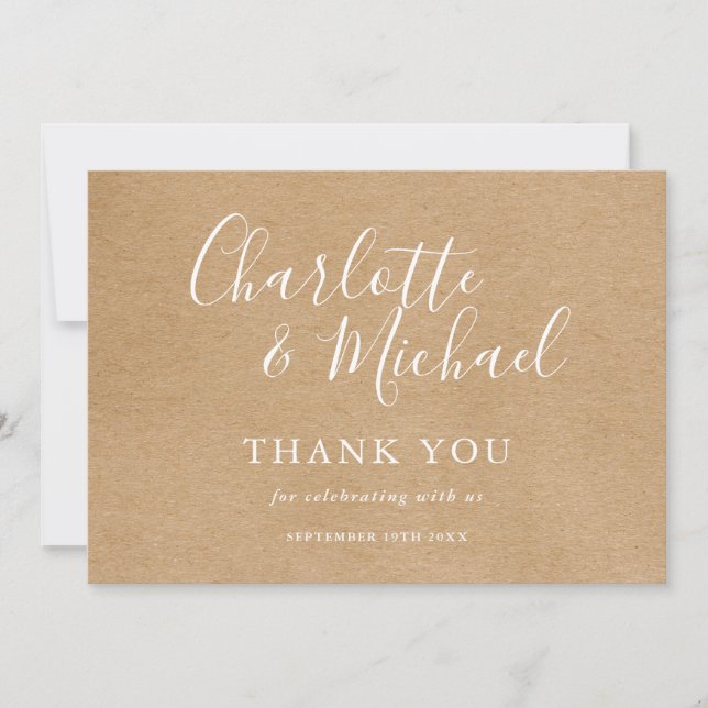 Elegant Rustic Signature Wedding Thank You (Front)