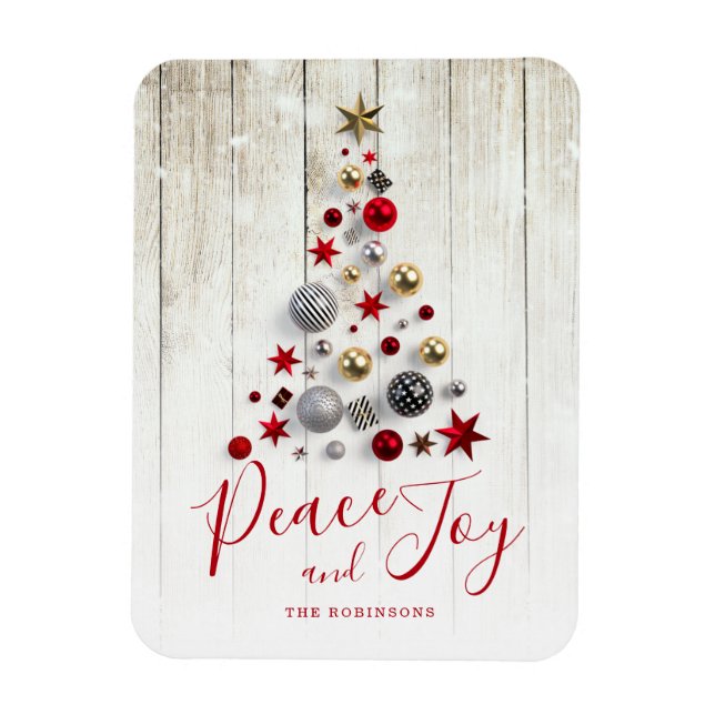 Elegant Rustic & Simple Family Christmas Holiday Magnet (Vertical)