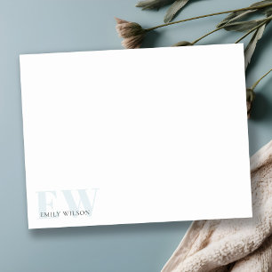 Elegant Rustic Simple Minimal Blue Name Monogram Card