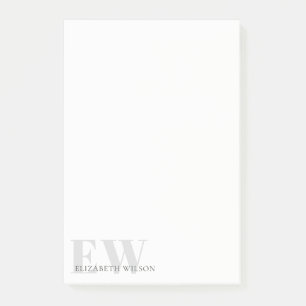 Elegant Rustic Simple Minimal Grey Name Monogram Post-it Notes