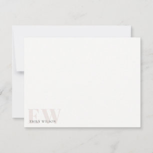Elegant Rustic Simple Minimal Pink Name Monogram Card
