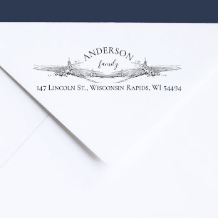 Elegant Rustic Snowy Pine Trees Return Address Self-inking Stamp