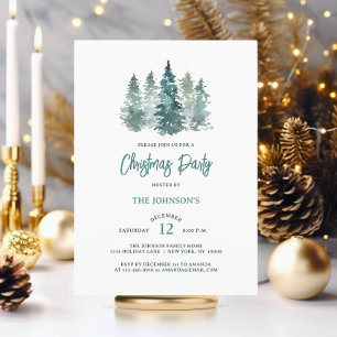 Elegant Rustic Spruce Pine Tree Christmas Party Invitation