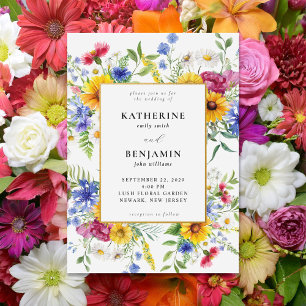 Elegant Rustic Summer Floral Wedding Invitation