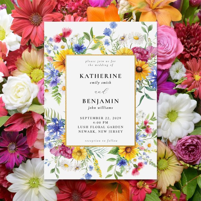 Elegant Rustic Summer Floral Wedding Invitation (Creator Uploaded)
