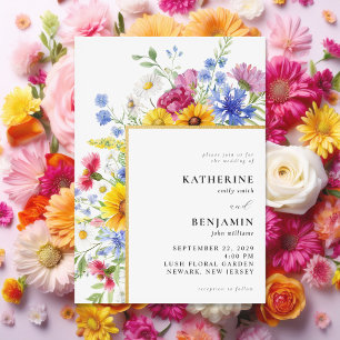 Elegant Rustic Summer Floral Wedding Invitation