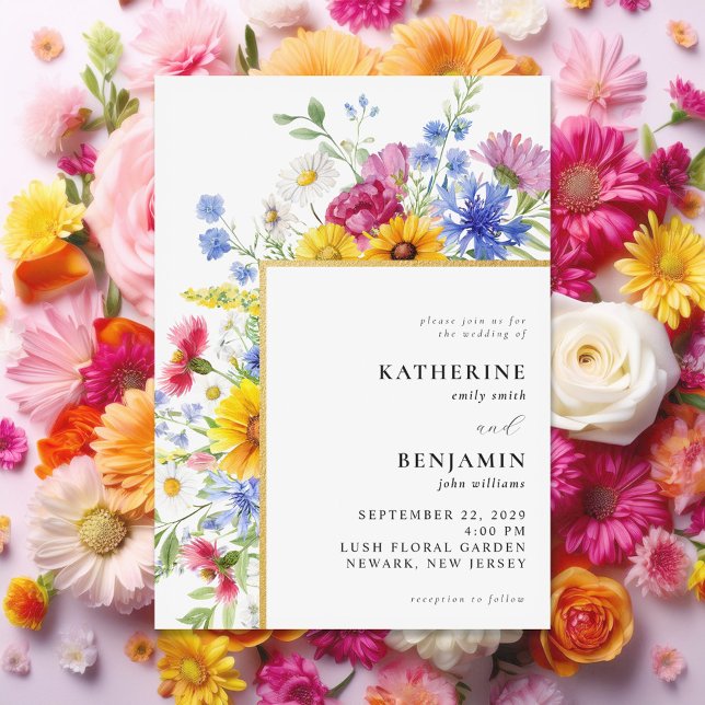 Elegant Rustic Summer Floral Wedding Invitation (Creator Uploaded)