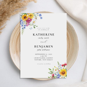 Elegant Rustic Summer Floral Wedding Invitation