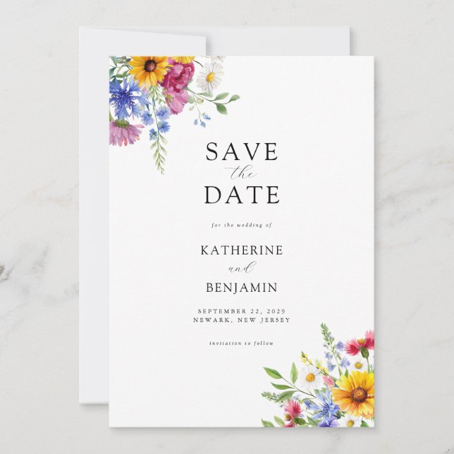 Elegant Rustic Summer Floral Wedding Save The Date (Front)