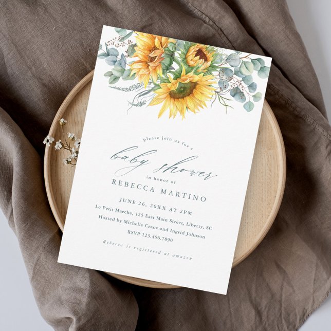 Elegant Rustic Sunflower Baby Shower Invitation (Creator Uploaded)