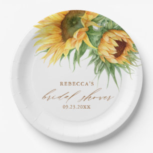 Elegant Rustic Sunflower Bridal Shower Favour  Paper Plate