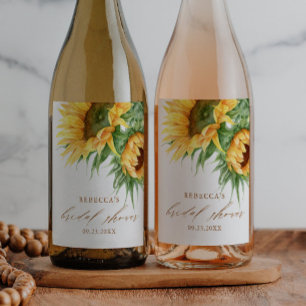 Elegant Rustic Sunflower Bridal Shower Favour Wine Label