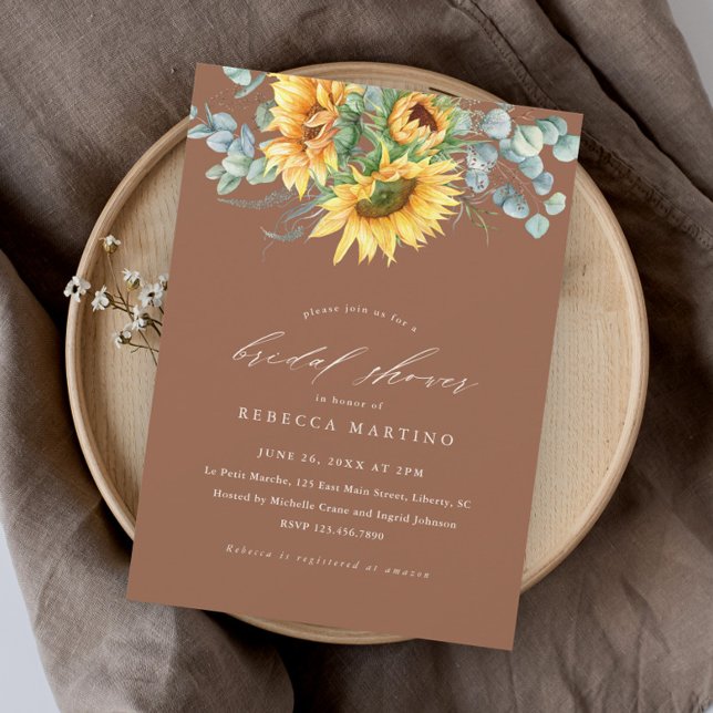 Elegant Rustic Sunflower Bridal Shower Invitation (Creator Uploaded)