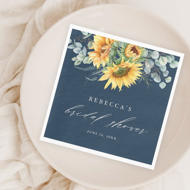 Elegant Rustic Sunflower Bridal Shower Napkin (Creator Uploaded)