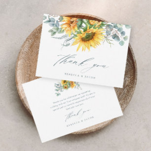 Elegant Rustic Sunflower Bridal Shower Thank You Card