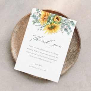Elegant Rustic Sunflower Bridal Shower Thank You Invitation