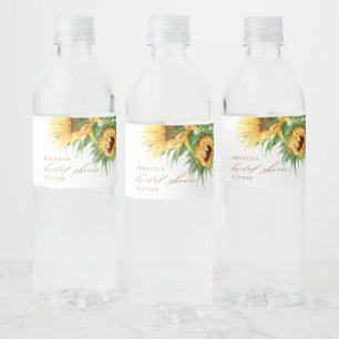 Elegant Rustic Sunflower Bridal Shower Water Bottle Label