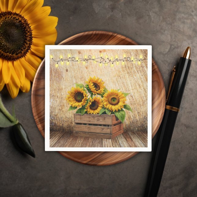Elegant Rustic Sunflower Crate Modern Baby Shower Napkin (Creator Uploaded)
