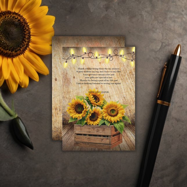 Elegant Rustic Sunflower Crate Modern Baby Shower Thank You Card (Creator Uploaded)