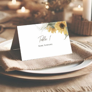 Elegant Rustic Sunflower, Fall Wedding  Place Card
