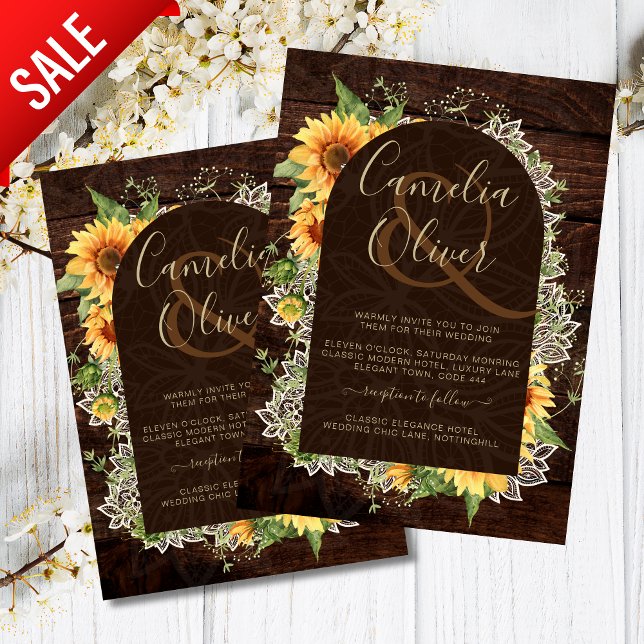 Elegant Rustic Sunflowers and Lace Wedding Invite Flyer (Creator Uploaded)