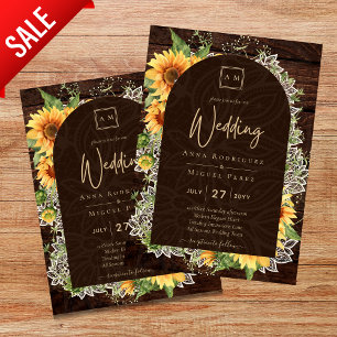 Elegant Rustic Sunflowers and Lace Wedding Invite Flyer
