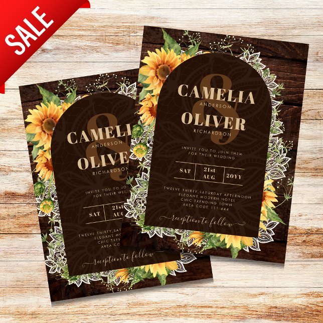 Elegant Rustic Sunflowers and Lace Wedding Invite Flyer (Creator Uploaded)