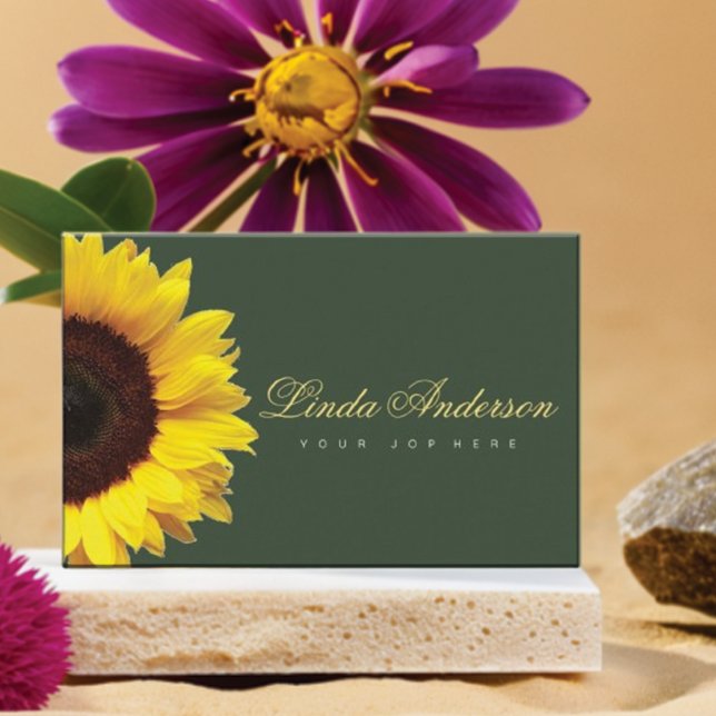  Elegant Rustic Sunflowers Eucalyptus Business Car Business Card (Creator Uploaded)
