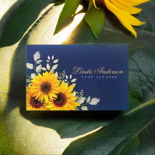 Elegant Rustic Sunflowers Eucalyptus Business Card