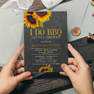 Elegant rustic sunflowers i do bbq couple shower invitation