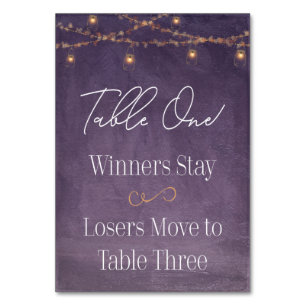 Elegant Rustic Tea Lights Purple Bunco Table One Table Number