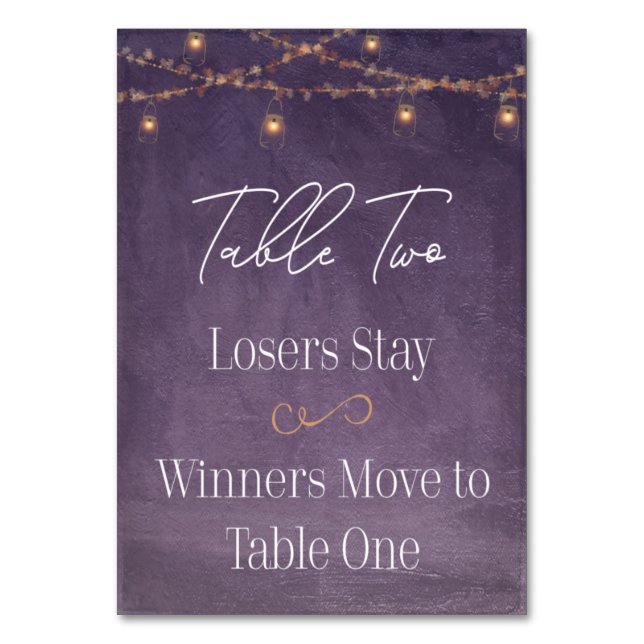 Elegant Rustic Tea Lights Purple Bunco Table Two Number (Front)