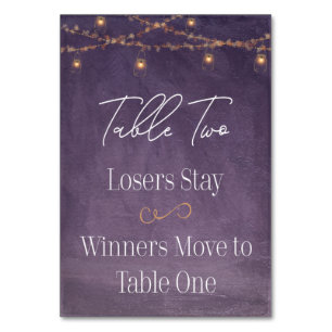 Elegant Rustic Tea Lights Purple Bunco Table Two Table Number