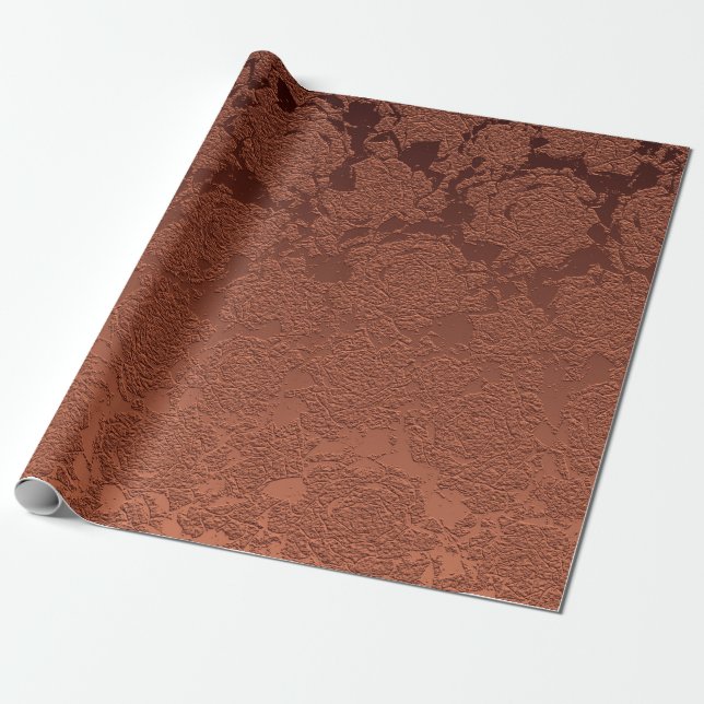 Elegant Rustic Terracotta Fall Floral Wrapping Paper (Unrolled)
