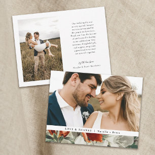 Elegant Rustic Terracotta Floral 2 Photo Wedding Thank You Card