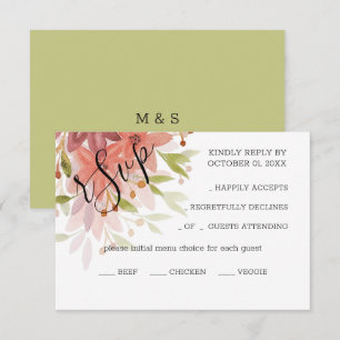 Elegant Rustic Terracotta Floral Watercolor Art RSVP Card