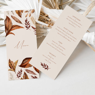 Elegant Rustic Terracotta Floral Wedding  Menu
