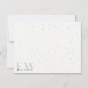 Elegant Rustic Terrazzo Stone Grey Name Monogram Card