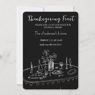 Elegant Rustic Thanksgiving Dinner Invitation
