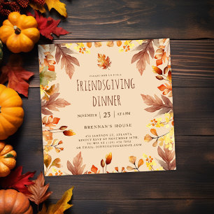 Elegant Rustic Thanksgiving Friendsgiving Dinner Invitation
