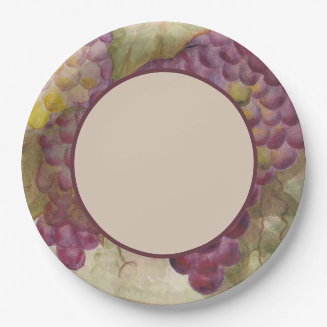 Elegant Rustic Vineyard Wine Country Themed Paper Plate (Front)