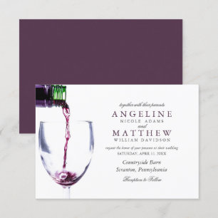 Elegant Rustic Vineyard & Wine Glass Wedding Card