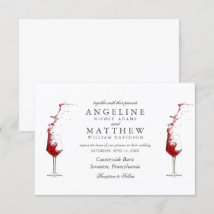 Elegant Rustic Vineyard & Wine Glass Wedding Card