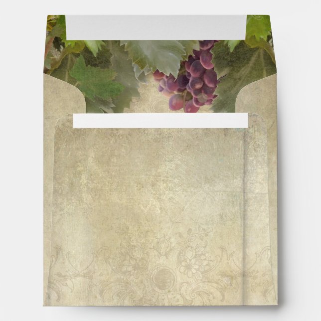 Elegant Rustic Vineyard Winery Autumn Wedding Envelope (Back (Bottom))