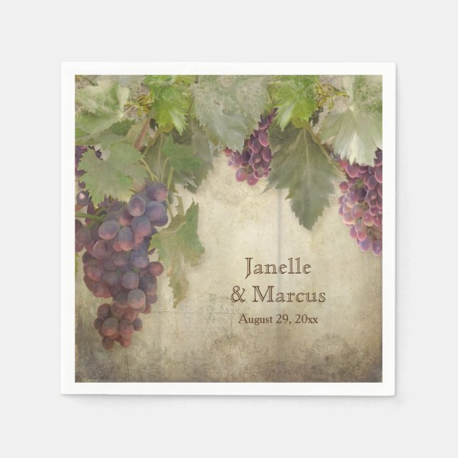 Elegant Rustic Vineyard Winery Fall Reception Napkin (Front)