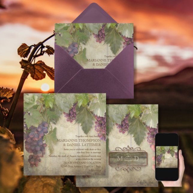 Elegant Rustic Vineyard Winery Fall Wedding Invitation (Creator Uploaded)